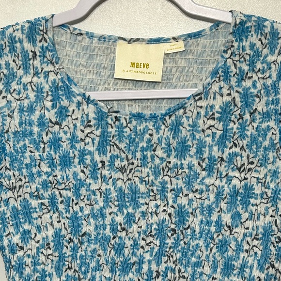 Maeve Anthropologie Ashton Smocked Peplum Blouse Cottagecore Peasant Floral - Picture 4 of 10